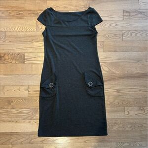 Charcoal Dress with Button Accents